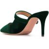 imageFSJ Women Vintage Slip on Pumps Mules Slide Slipper Velvet Pointed Toe High Heel Single Ankle Strap Backless Sandals Ladies Dress Shoes with Studded Rhinestones Button Size 415 USDark Green