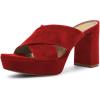 imageFSJ Women Chic Open Toe Platform Chunky High Heel Mules Sandals Crossover Strap Slide Shoes Size 415 USRed8 Cm