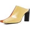 imageFSJ Women Closed Squared Toe Mules Slip On Chunky Mid High Heels Backless Sandals Summer Casual Nightclub Shoes Size 415 USYellow Orange