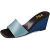 imageFSJ Women Graceful Open Toe Sandal Mules Wedge High Heel Slip On Casual Walking Ladies Slide Shoes Size 415 USLight Blue