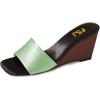 imageFSJ Women Graceful Open Toe Sandal Mules Wedge High Heel Slip On Casual Walking Ladies Slide Shoes Size 415 USPale Green