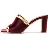 imageFSJ Women Open Peep Toe High Heel Slide Sandals Backless Slip on Clog Mules Gold Band Casual Shoes Size 415 USWine Red