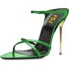 imageFSJ Women Sexy Open Pointed Toe Glossy Mules Stiletto High Heel Slip On Party Evening Dress Ladies Shoes Size 415 USGreen