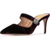 imageFSJ Women Vintage Slip on Pumps Mules Slide Slipper Velvet Pointed Toe High Heel Single Ankle Strap Backless Sandals Ladies Dress Shoes with Studded Rhinestones Button Size 415 USChocolate