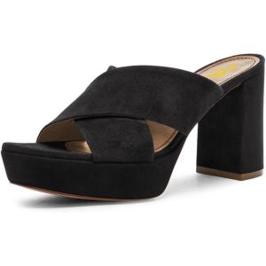imageFSJ Women Chic Open Toe Platform Chunky High Heel Mules Sandals Crossover Strap Slide Shoes Size 415 USBlack8 Cm