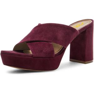 imageFSJ Women Chic Open Toe Platform Chunky High Heel Mules Sandals Crossover Strap Slide Shoes Size 415 USBurgundy8 Cm