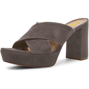 imageFSJ Women Chic Open Toe Platform Chunky High Heel Mules Sandals Crossover Strap Slide Shoes Size 415 USGrey8 Cm