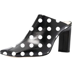 imageFSJ Women Closed Squared Toe Mules Slip On Chunky Mid High Heels Backless Sandals Summer Casual Nightclub Shoes Size 415 USRound Dots