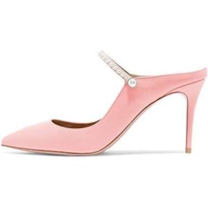 imageFSJ Women Cute Slip On Mules Pointed Toe Pumps Stiletto Heels Mary Jane Sandals Shoes Size 415 USPink