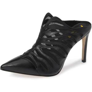 imageFSJ Women Slip On Closed Pointed Toe Mules Slide Sandals Stiletto High Heels Classic Shoes Size 415 USBlack Mesh