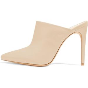 imageFSJ Women Slip On Closed Pointed Toe Mules Slide Sandals Stiletto High Heels Classic Shoes Size 415 USNude Matte