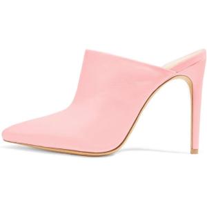 imageFSJ Women Slip On Closed Pointed Toe Mules Slide Sandals Stiletto High Heels Classic Shoes Size 415 USPink Matte