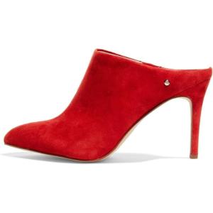 imageFSJ Women Slip On Closed Pointed Toe Mules Slide Sandals Stiletto High Heels Classic Shoes Size 415 USRed Suede