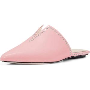 imageFSJ Women Studs V Cut Flats Mules Pointed Toe Low Heel Slippers Slide Sandals Backless Casual Shoes Size 415 USPink