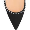 imageFSJ Women Bridal Pointed Toe Chunky Block High Heel Crystal Pumps Slip on Wedding Thick Comfort Evening Dress Studded Rivets Shoes Size 416 USBlack Suede