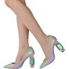 imageFSJ Women Bridal Pointed Toe Chunky Block High Heel Crystal Pumps Slip on Wedding Thick Comfort Evening Dress Studded Rivets Shoes Size 416 USColorful Rivets