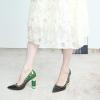 imageFSJ Women Bridal Pointed Toe Chunky Block High Heel Crystal Pumps Slip on Wedding Thick Comfort Evening Dress Studded Rivets Shoes Size 416 USEmerald Green