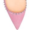 imageFSJ Women Bridal Pointed Toe Chunky Block High Heel Crystal Pumps Slip on Wedding Thick Comfort Evening Dress Studded Rivets Shoes Size 416 USPink Suede