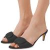 imageFSJ Women Casual Peep Toe Thin Mid Heels Backless Summer Sandals Slide On Mules Shoes Size 415 USBlackleather