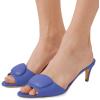 imageFSJ Women Casual Peep Toe Thin Mid Heels Backless Summer Sandals Slide On Mules Shoes Size 415 USBlueleather
