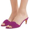 imageFSJ Women Casual Peep Toe Thin Mid Heels Backless Summer Sandals Slide On Mules Shoes Size 415 USFuchsiasuede