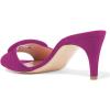 imageFSJ Women Casual Peep Toe Thin Mid Heels Backless Summer Sandals Slide On Mules Shoes Size 415 USFuchsiasuede