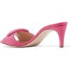 imageFSJ Women Casual Peep Toe Thin Mid Heels Backless Summer Sandals Slide On Mules Shoes Size 415 USHot Pinkleather