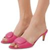 imageFSJ Women Casual Peep Toe Thin Mid Heels Backless Summer Sandals Slide On Mules Shoes Size 415 USHot Pinkleather