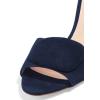imageFSJ Women Casual Peep Toe Thin Mid Heels Backless Summer Sandals Slide On Mules Shoes Size 415 USNavy Bluesuede