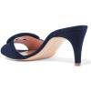 imageFSJ Women Casual Peep Toe Thin Mid Heels Backless Summer Sandals Slide On Mules Shoes Size 415 USNavy Bluesuede