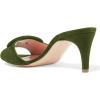 imageFSJ Women Casual Peep Toe Thin Mid Heels Backless Summer Sandals Slide On Mules Shoes Size 415 USOlive Greensuede