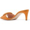 imageFSJ Women Casual Peep Toe Thin Mid Heels Backless Summer Sandals Slide On Mules Shoes Size 415 USOrangeleather