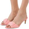 imageFSJ Women Casual Peep Toe Thin Mid Heels Backless Summer Sandals Slide On Mules Shoes Size 415 USPinkleather