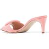 imageFSJ Women Casual Peep Toe Thin Mid Heels Backless Summer Sandals Slide On Mules Shoes Size 415 USPinkleather