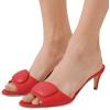 imageFSJ Women Casual Peep Toe Thin Mid Heels Backless Summer Sandals Slide On Mules Shoes Size 415 USRedleather