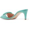imageFSJ Women Casual Peep Toe Thin Mid Heels Backless Summer Sandals Slide On Mules Shoes Size 415 USTurquoiseleather