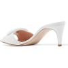 imageFSJ Women Casual Peep Toe Thin Mid Heels Backless Summer Sandals Slide On Mules Shoes Size 415 USWhiteleather