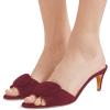 imageFSJ Women Casual Peep Toe Thin Mid Heels Backless Summer Sandals Slide On Mules Shoes Size 415 USWine Redsuede