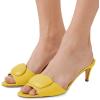 imageFSJ Women Casual Peep Toe Thin Mid Heels Backless Summer Sandals Slide On Mules Shoes Size 415 USYellowleather