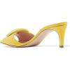 imageFSJ Women Casual Peep Toe Thin Mid Heels Backless Summer Sandals Slide On Mules Shoes Size 415 USYellowleather