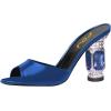 imageFSJ Women Crystal Mid Heels Clogs Mules Slip On Peep Toe Sandals Casual Slide Summer Slipper Shoes Size 415 USBlue