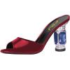 imageFSJ Women Crystal Mid Heels Clogs Mules Slip On Peep Toe Sandals Casual Slide Summer Slipper Shoes Size 415 USDark Red