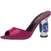 imageFSJ Women Crystal Mid Heels Clogs Mules Slip On Peep Toe Sandals Casual Slide Summer Slipper Shoes Size 415 USPurple