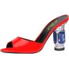 imageFSJ Women Crystal Mid Heels Clogs Mules Slip On Peep Toe Sandals Casual Slide Summer Slipper Shoes Size 415 USRed
