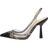 imageFSJ Women Sexy Sparkle Rhinestone Strap Clear Pumps Mid Heel Fashion Slingback Pointed Toe Thick Heeled Sandals Satin DOrsay Dress Wedding Party Shoes Size 415 USBlack