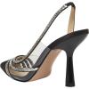 imageFSJ Women Sexy Sparkle Rhinestone Strap Clear Pumps Mid Heel Fashion Slingback Pointed Toe Thick Heeled Sandals Satin DOrsay Dress Wedding Party Shoes Size 415 USBlack