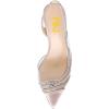 imageFSJ Women Sexy Sparkle Rhinestone Strap Clear Pumps Mid Heel Fashion Slingback Pointed Toe Thick Heeled Sandals Satin DOrsay Dress Wedding Party Shoes Size 415 USPink