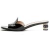 imageFSJ Women Square Open Toe Heeled Sandals Comfortable Mules Crystal Low Chunky Block Heel Slides Backless Slip On Slippers Shoes Size 416 USBlack