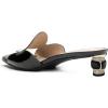 imageFSJ Women Square Open Toe Heeled Sandals Comfortable Mules Crystal Low Chunky Block Heel Slides Backless Slip On Slippers Shoes Size 416 USBlack