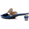 imageFSJ Women Square Open Toe Heeled Sandals Comfortable Mules Crystal Low Chunky Block Heel Slides Backless Slip On Slippers Shoes Size 416 USBlue